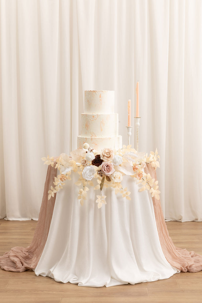 Beige nude flower swag wedding welcome sign