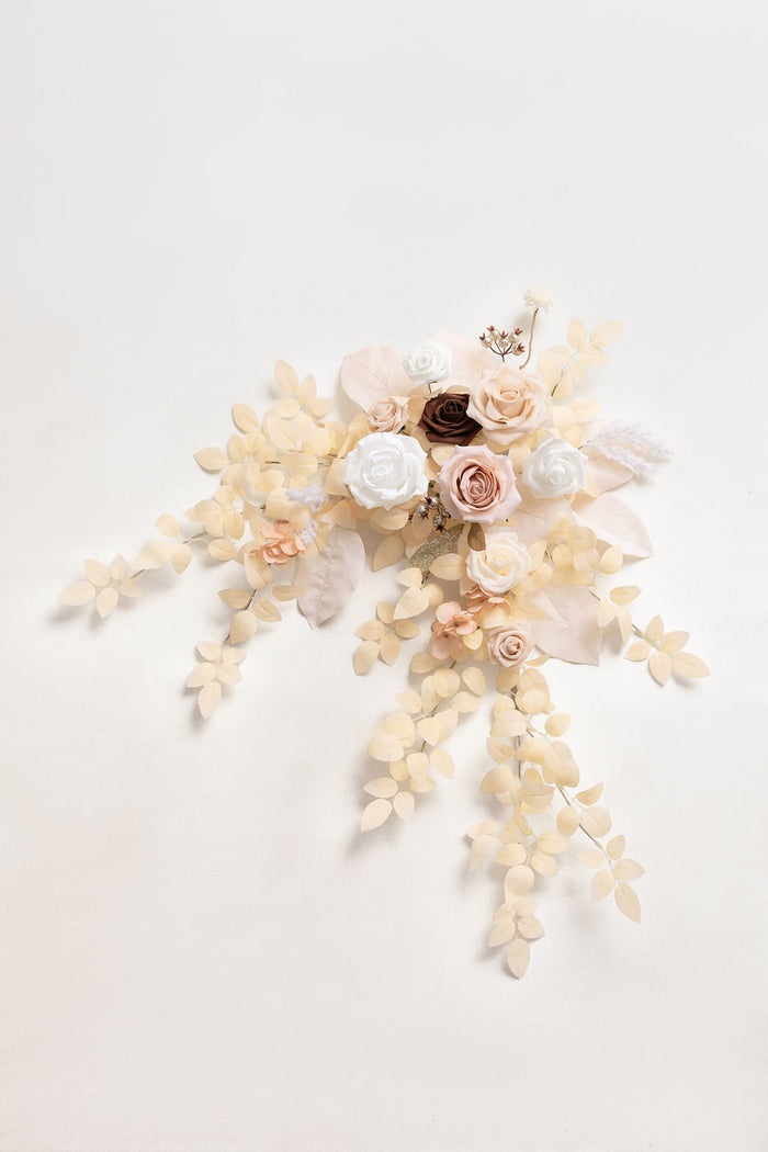Beige nude flower sign decor on wooden easel