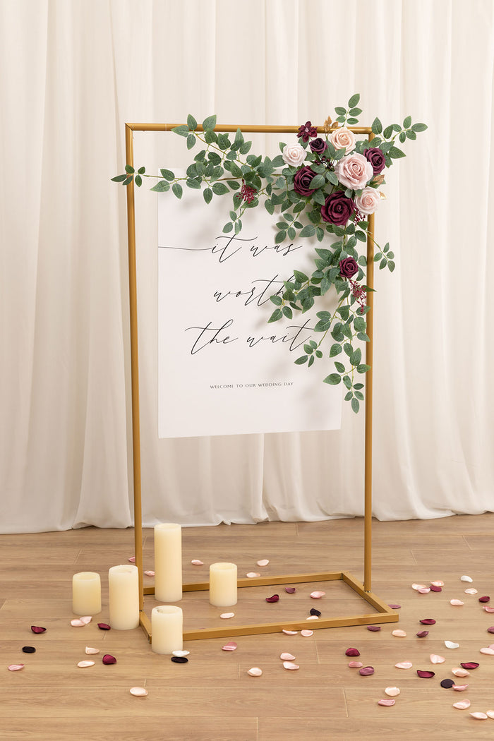 Flower Sign Decor in Marsala & Dusty Rose