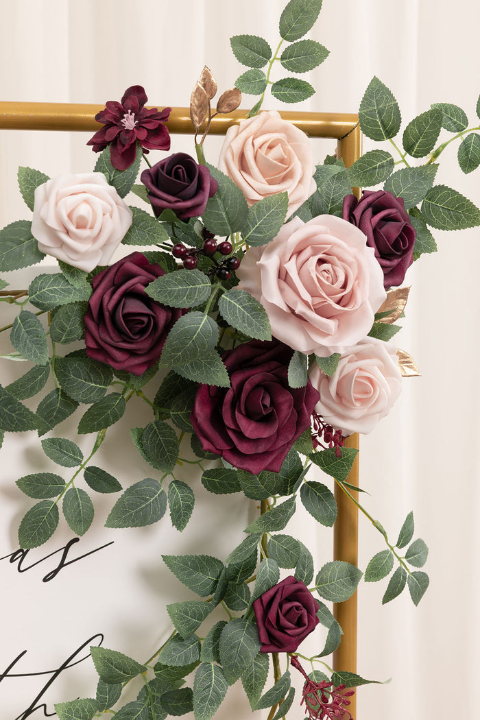 Flower Sign Decor in Marsala & Dusty Rose