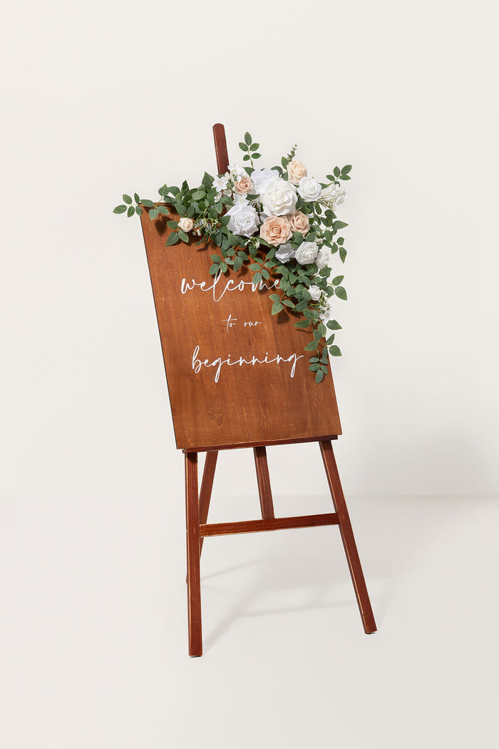 Flower Sign Decor in White & Sage