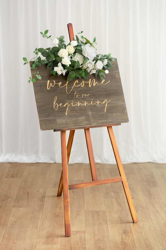 Flower Sign Decor in White & Sage - Image 2