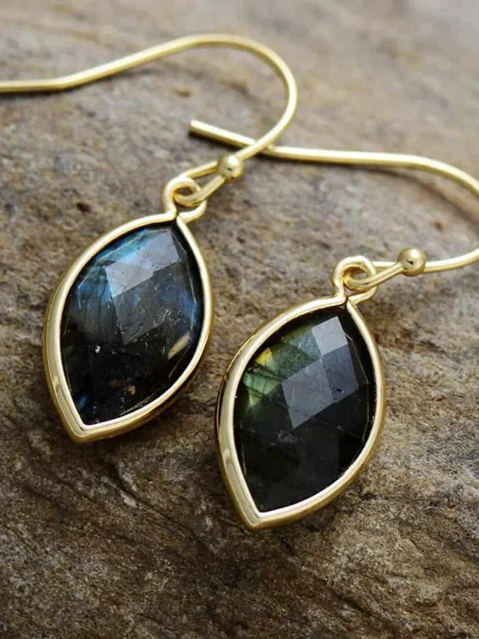 Geometrical Shape Natural Stone Dangle Earrings Rieworkes