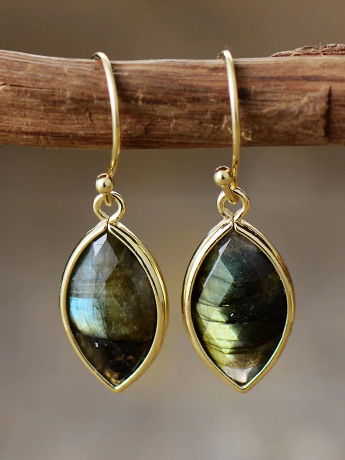 Geometrical Shape Natural Stone Dangle Earrings Rieworkes