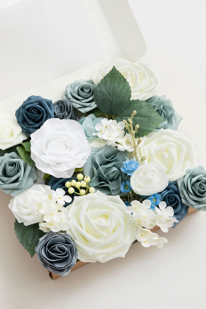 Dutch Blue & Dusty Blue Flower Box