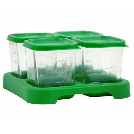Green Sprouts, Glass Food Cubes, Green, 4 Pack + tray, 4 oz (118 ml) Each (Pink)
