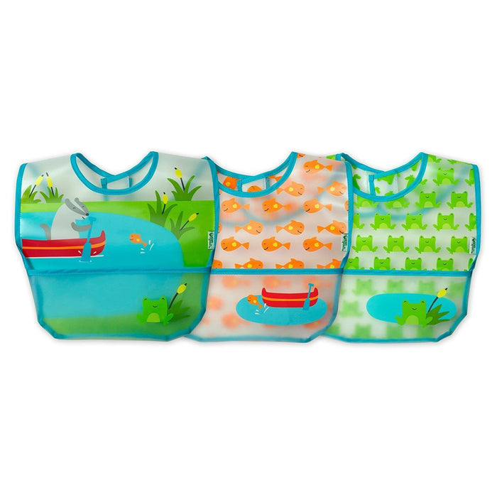 Green Sprouts, Wipe-Off Bibs, 9-18 Months, Aqua Pond Set, 3 Pack