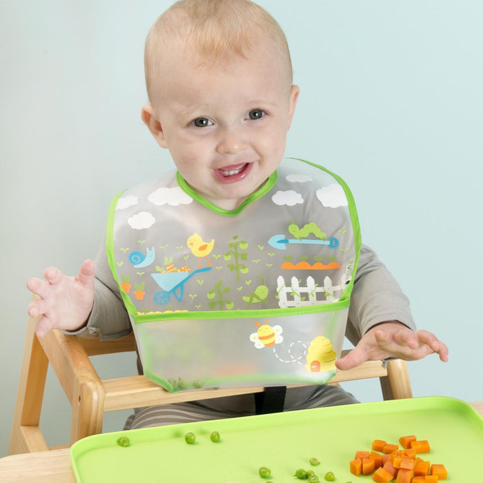 Green Sprouts, Wipe-Off Bibs, 9-18 Months, Green Fox Set, 3 Pack