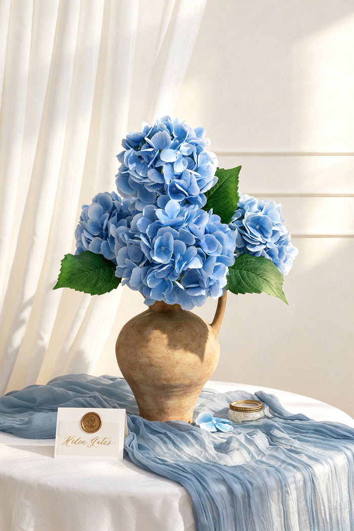 Hydrangeas with Stem in Sky Blue