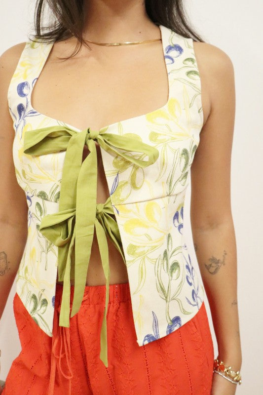Juli Floral Double Tie Top