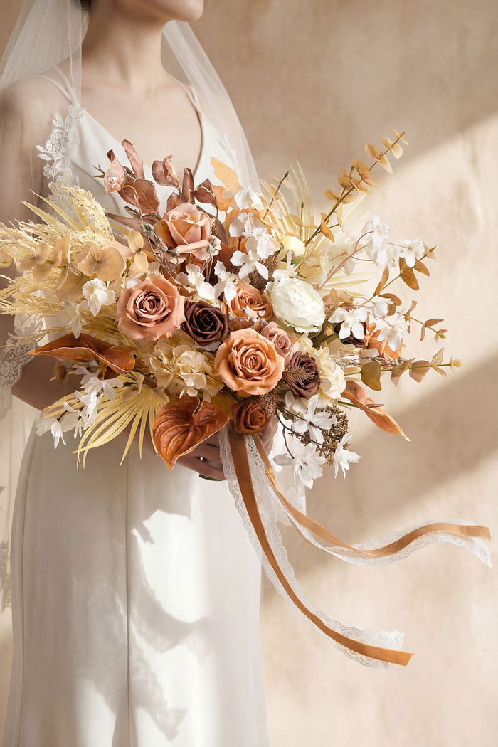 Large Free-Form Bridal Bouquet in Rust & Sepia | Clearance
