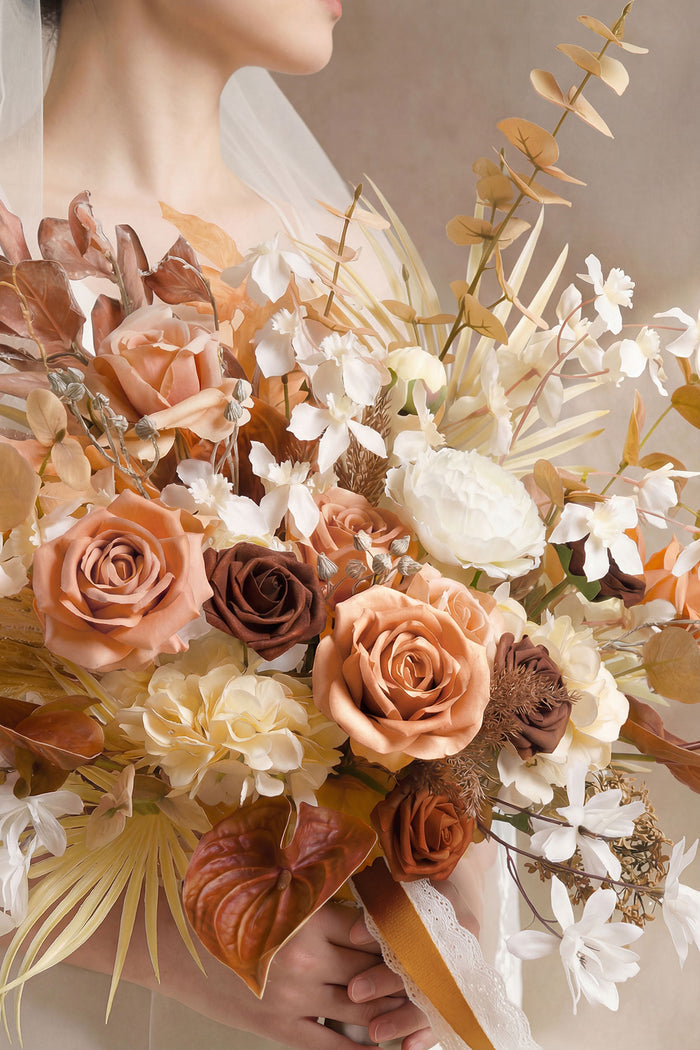 Large Free-Form Bridal Bouquet in Rust & Sepia | Clearance