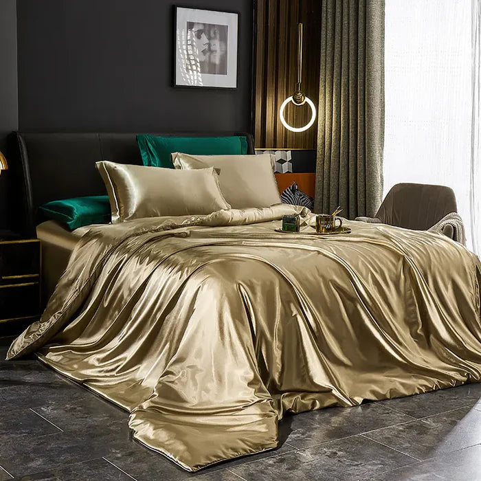 Luxury Silk Bedding Set with Solid Color Duvet Cover Mimarta