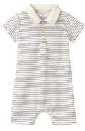 Me & Henry Saltash Polo Romper | Thin Beige Stripe