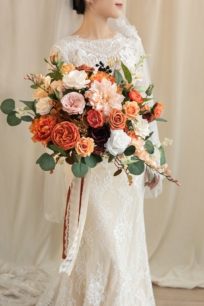 Medium Free-Form Bridal Bouquet in Sunset Terracotta - Image 2