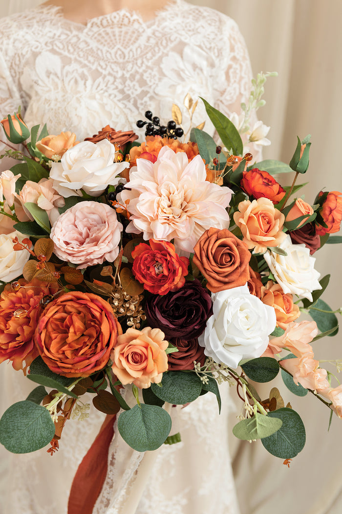 Medium Free-Form Bridal Bouquet in Sunset Terracotta - Image 5