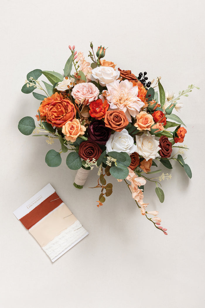 Medium Free-Form Bridal Bouquet in Sunset Terracotta - Image 6