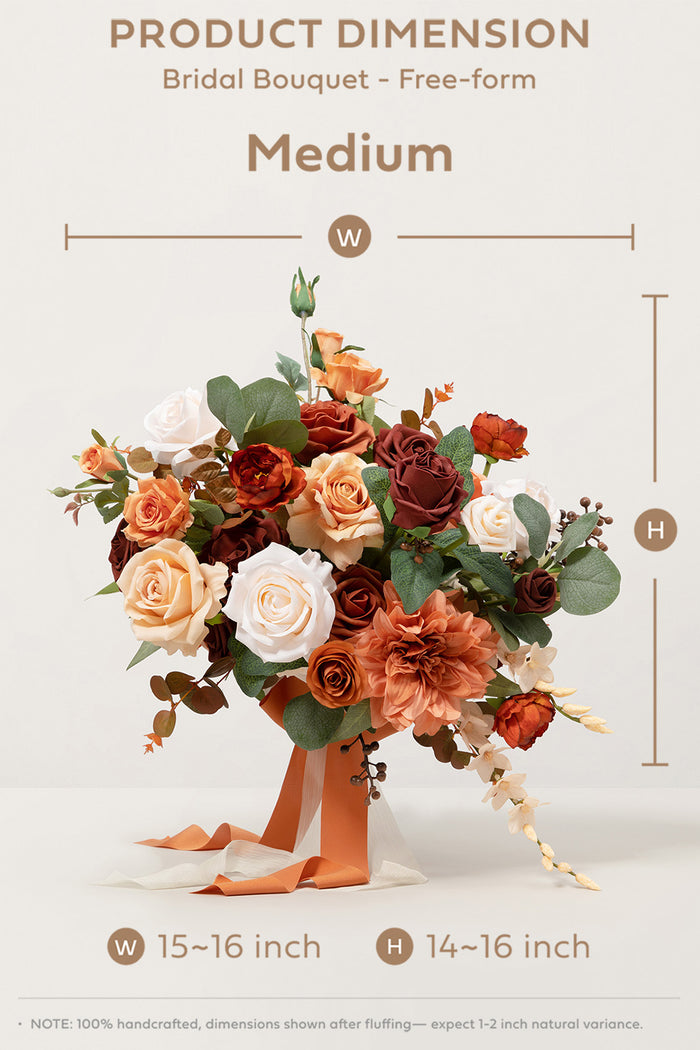 Medium Free-Form Bridal Bouquet in Terracotta & Cream