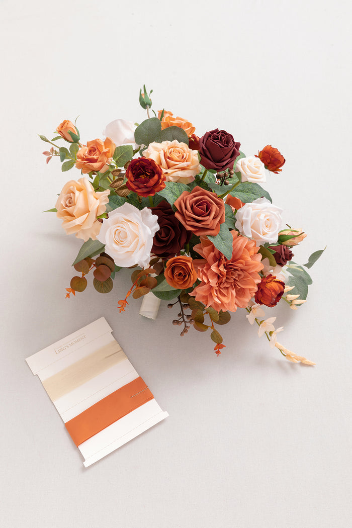 Medium Free-Form Bridal Bouquet in Terracotta & Cream - Image 7