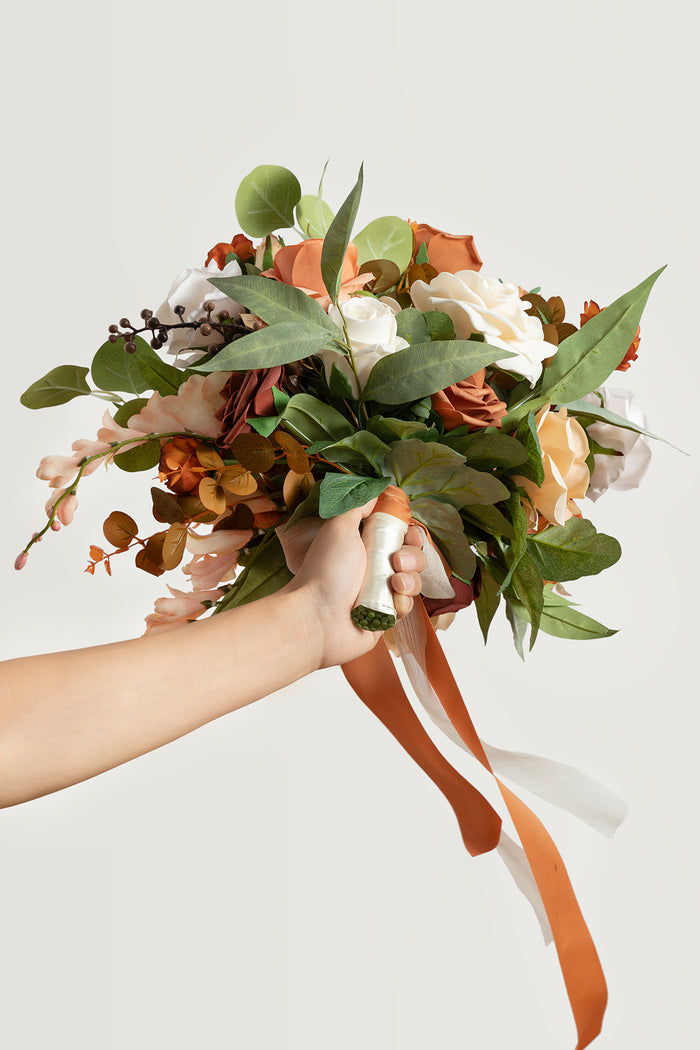 Medium Free-Form Bridal Bouquet in Terracotta & Cream