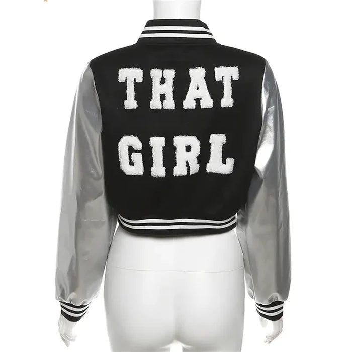 Metallic Cropped Varsity Jacket Rieworkes