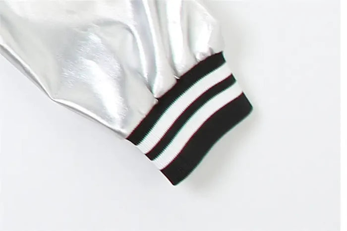 Metallic Cropped Varsity Jacket Rieworkes