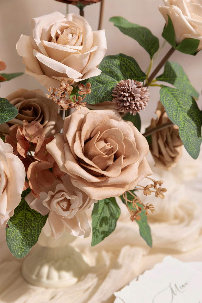 Mini Bouquet Combo in Earth Brown & Sand Beige Roses
