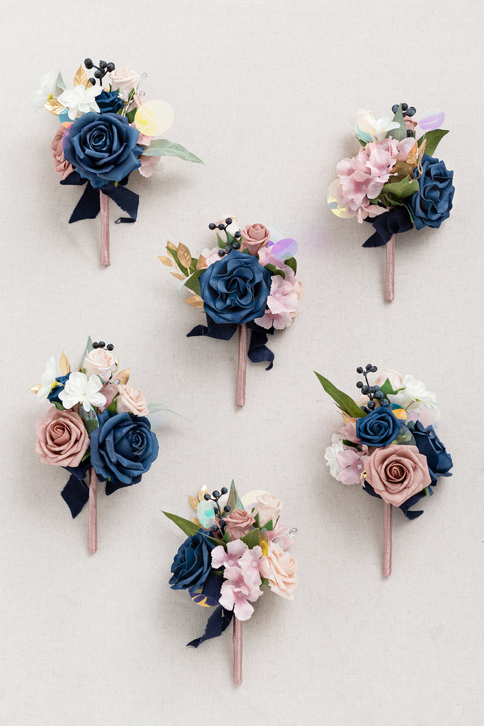 Mini Ready-to-Use Flower Centerpiece Set in Dusty Rose & Navy