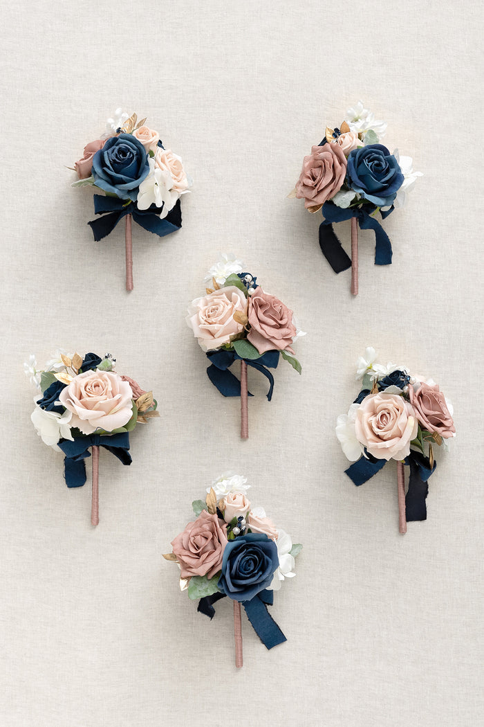 Mini Ready-to-Use Flower Centerpieces Set in Dusty Rose & Navy - Image 4