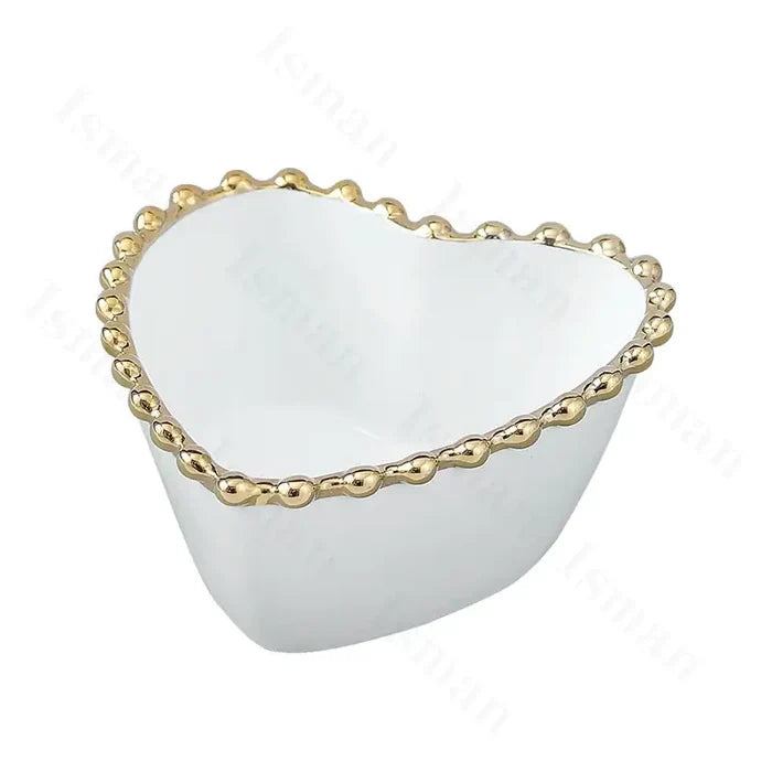 Nordic Gold Bead Ceramic Dinner Plates Rieworkes
