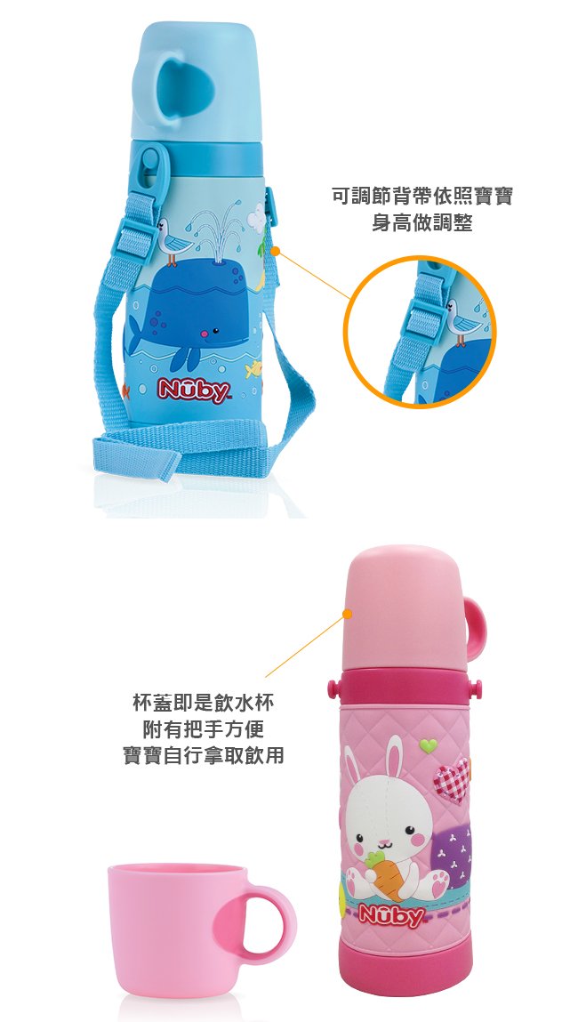 Nuby - 3-D Thermos with Cup and Carrying Strap-Whales