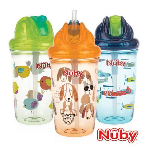 Nuby - Flip It Tritan Cup with Thin Silicone Straw and PE Straw-Orange
