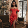 Off-Shoulder Asymmetrical Sexy Split Dress Mimarta