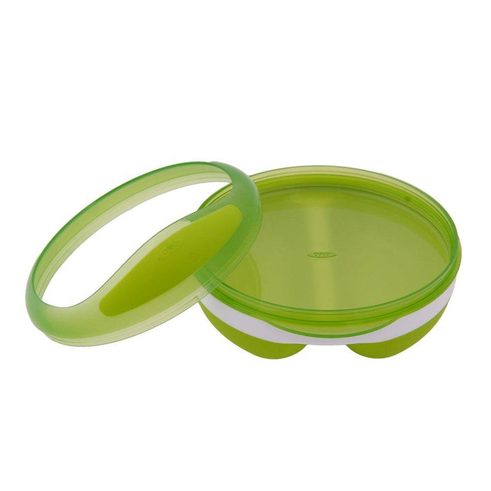 OXO TOT - Divided Feeding Dish with Removable Ring and Storage Lid - Green