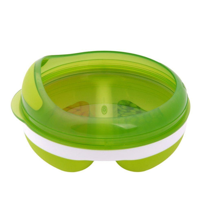 OXO TOT - Divided Feeding Dish with Removable Ring and Storage Lid - Green