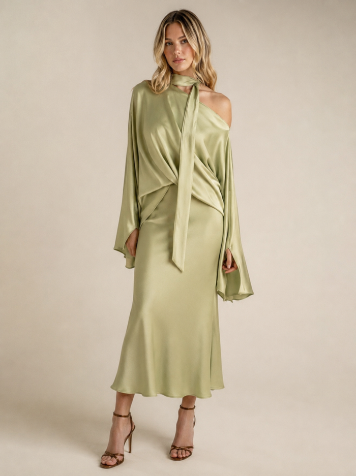 Pistachio Satin Dress