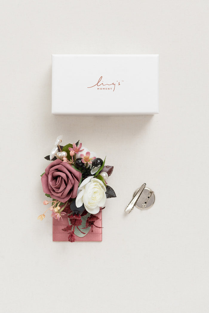 Pocket Square Boutonniere for Groom in Flowing Mauve Romance - Image 5