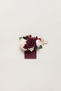 Pocket Square Boutonniere for Groom in Marsala & Cream