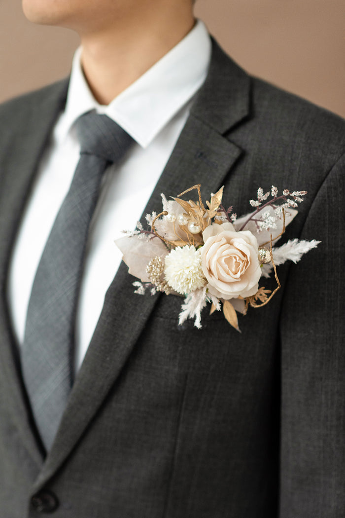 Boutonnieres in White & Beige - Image 8