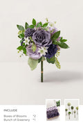DIY Bridesmaid Bouquet Kit (Set of 4) - Purple & Pale Lavender with Sage Mixed Greenery
