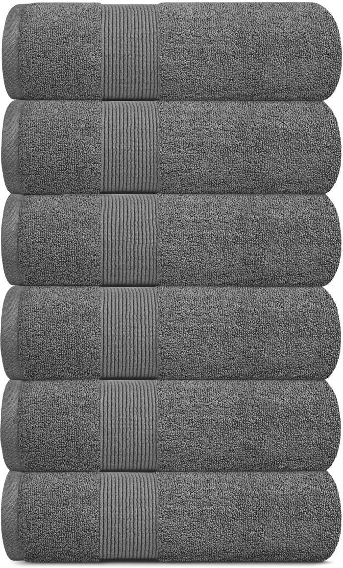 Resort Collection Soft Hand Towels 16x27 in 6 Pack Smoke Grey Luxury Hotel Rieworkes