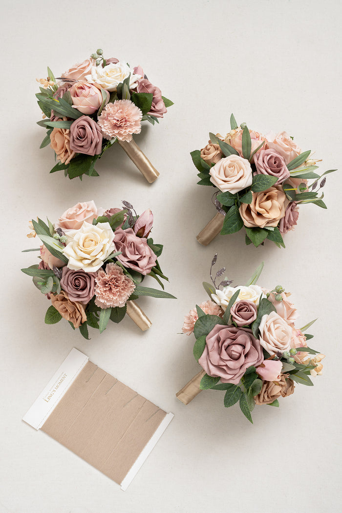 Round Bridesmaid Bouquets in Dusty Rose & Cream - Image 7