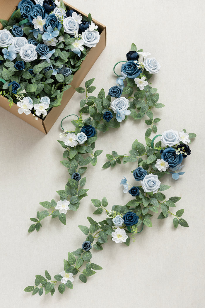 Wedding Hanging Chair Back Decoration in Dusty Blue & Navy?Clearance - Image 4