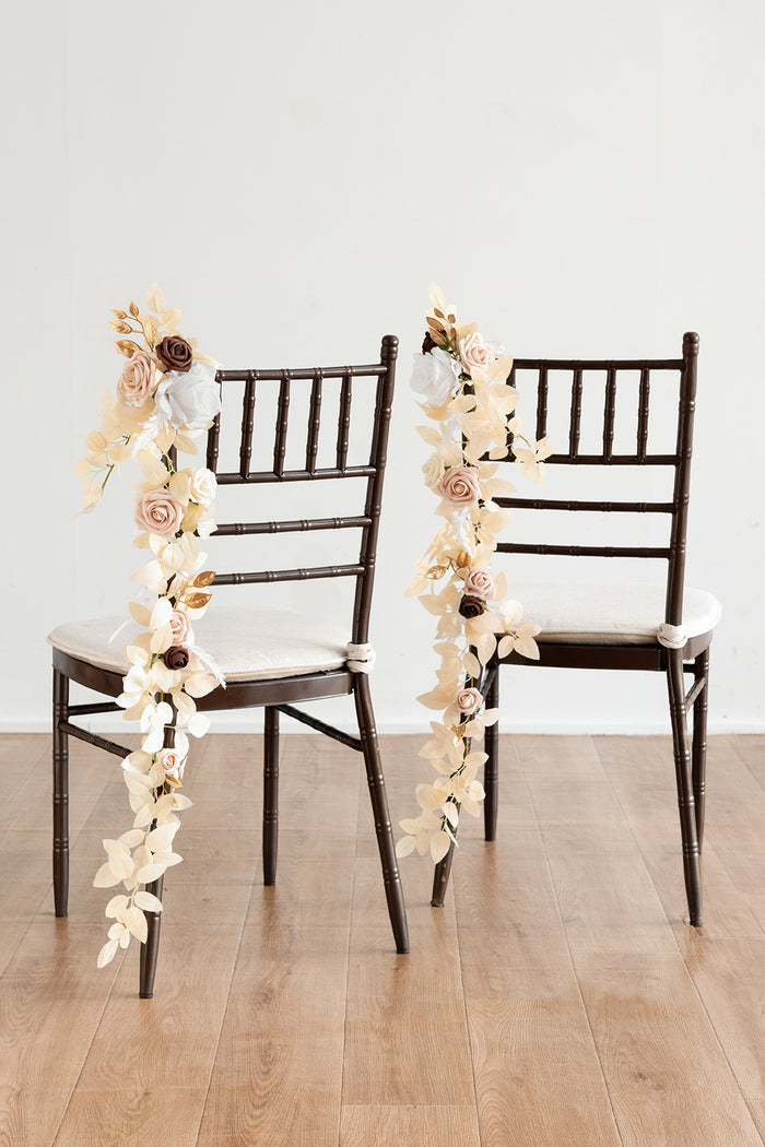 Set of 10 | 2.5ft Hanging Chair Back Decoration in White & Beige | Clearance