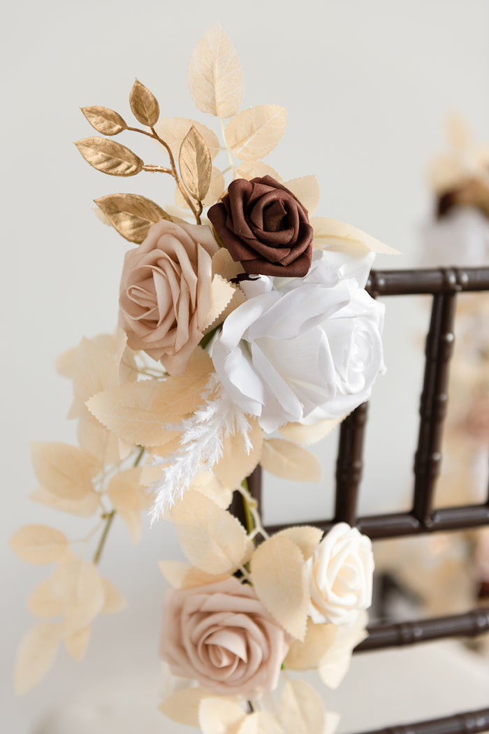 Set of 10 | 2.5ft Hanging Chair Back Decoration in White & Beige | Clearance