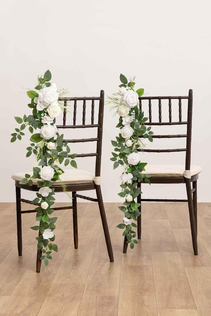 Wedding Hanging Chair Back Decoration in White & Sage - Image 2