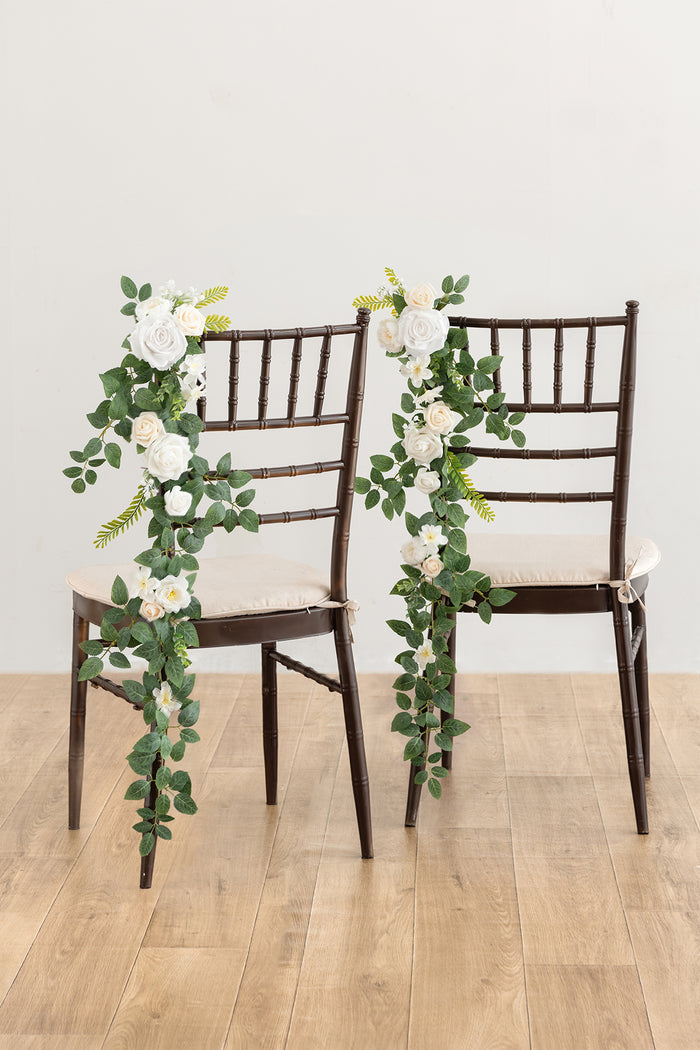 Wedding Hanging Chair Back Decoration in White & Sage - Image 2
