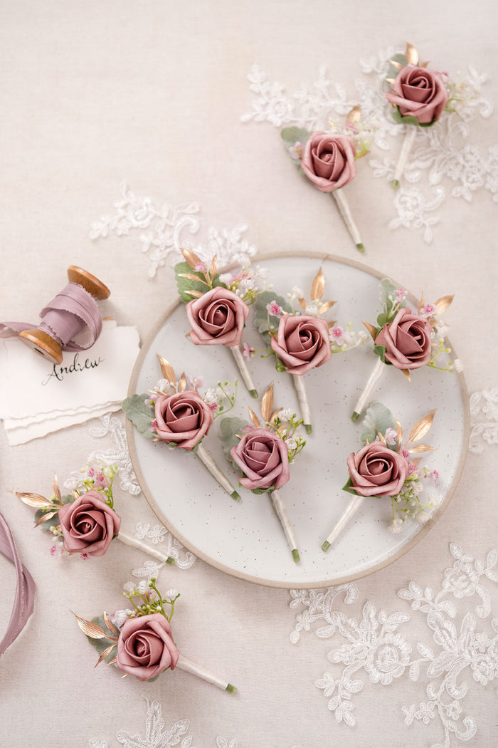 Boutonnieres for Guests in Dusty Rose & Cream - Image 2