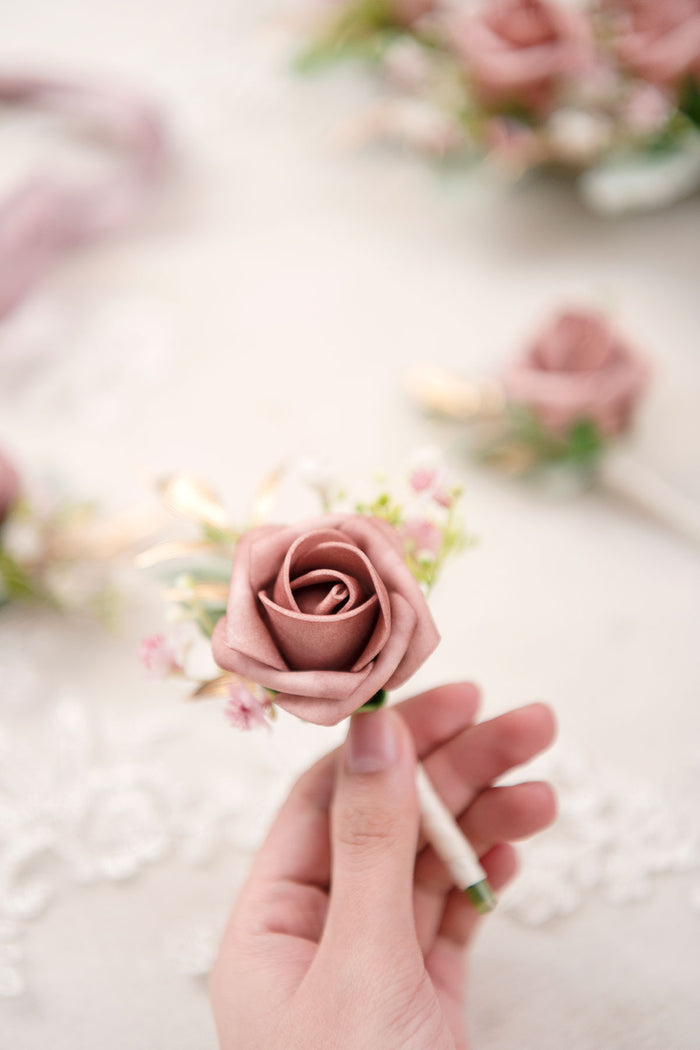 Boutonnieres for Guests in Dusty Rose & Cream - Image 4