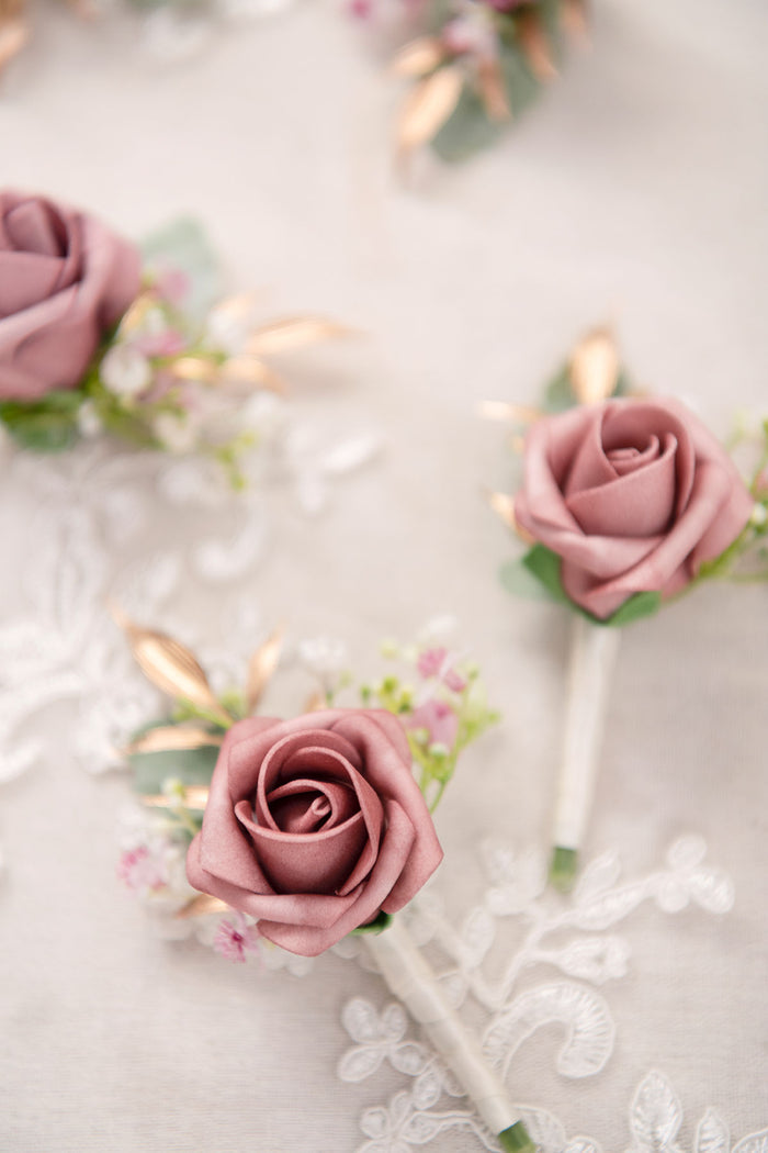 Boutonnieres for Guests in Dusty Rose & Cream - Image 5